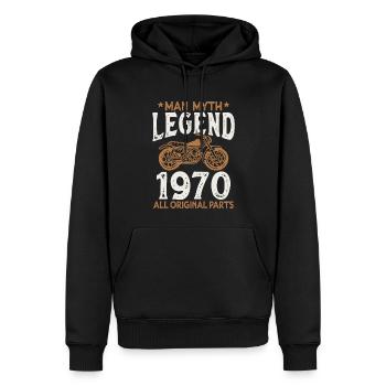 1970 Homme Mythe Légende Rétro Moto Anniversaire - Sweat à capuche Premium bio Homme - noir - Devant - Nico (187cm)