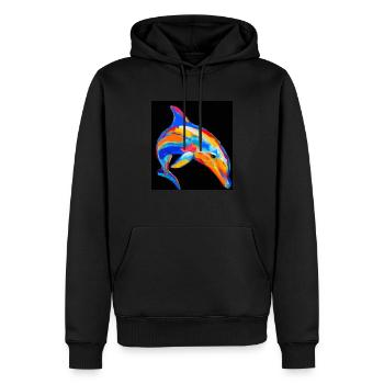 Delphin - Männer Premium Bio Hoodie - Schwarz - Vorne - Nico (187cm)