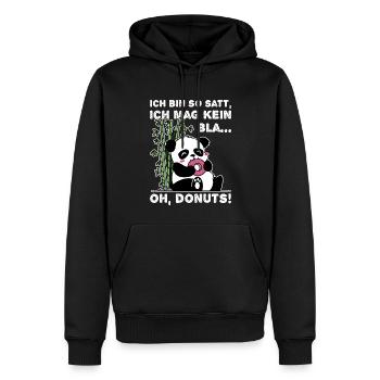 Süßer Panda Bambus Natur Donut Spruch - Männer Premium Bio Hoodie - Schwarz - Vorne - Nico (187cm)