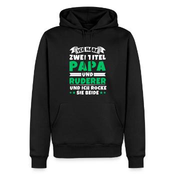 Ich habe 2 Titel Papa und Ruderer - Männer Premium Bio Hoodie - Schwarz - Vorne - Nico (187cm)