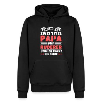 Ich habe 2 Titel Papa und Ruderer - Männer Premium Bio Hoodie - Schwarz - Vorne - Nico (187cm)