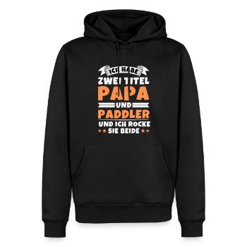 Ich habe 2 Titel Papa und Paddler - Männer Premium Bio Hoodie - Schwarz - Vorne - Nico (187cm)