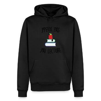 J'peux pas j'ai lecture - Sweat à capuche Premium bio Homme - noir - Devant - Nico (187cm)
