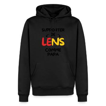 Supporter de Lens comme papa - Sweat à capuche Premium bio Homme - noir - Devant - Nico (187cm)