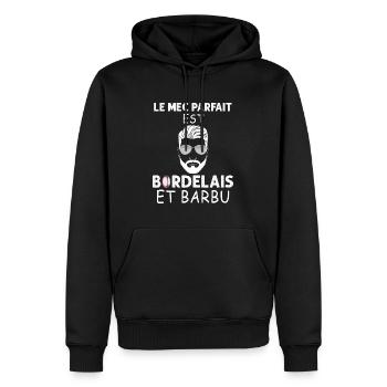 Bordelais Barbu Et Rugby Cadeau Homme Supporters - Sweat à capuche Premium bio Homme - noir - Devant - Nico (187cm)