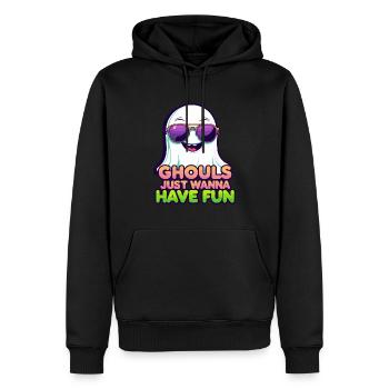 Lustiges Halloween-Geister-Design mit Sonnenbrille - Männer Premium Bio Hoodie - Schwarz - Vorne - Nico (187cm)
