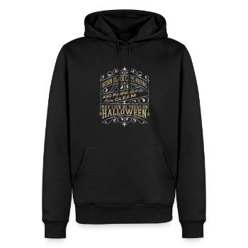 Dicton d’Halloween quand les chats noirs rôdent - Sweat à capuche Premium bio Homme - noir - Devant - Nico (187cm)
