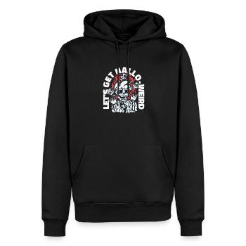Halloween Skelett Spruch Let's Get Hallo Weird - Männer Premium Bio Hoodie - Schwarz - Vorne - Nico (187cm)