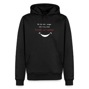 Kreatives Geschenk zur Vaterschaft Neugeburt - Männer Premium Bio Hoodie - Schwarz - Vorne - Nico (187cm)