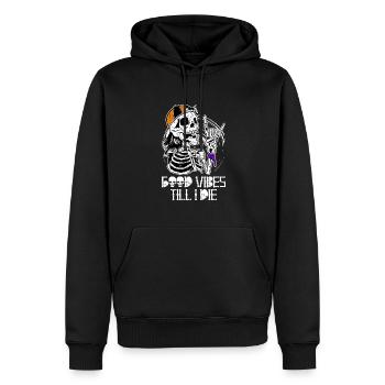 Halloween Skeleton Rock Music Till I Die - Sweat à capuche Premium bio Homme - noir - Devant - Nico (187cm)
