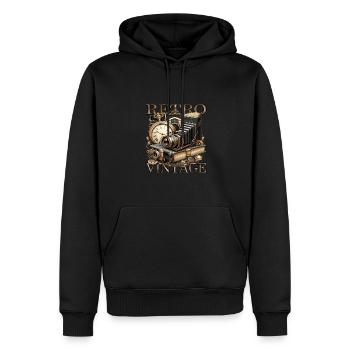 Vintage Rétro Antique - Sweat à capuche Premium bio Homme - noir - Devant - Nico (187cm)