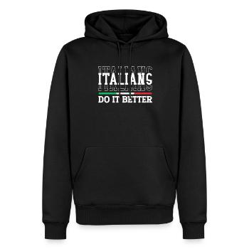 Italien Italie Drôle Dicton Idée Cadeau - Sweat à capuche Premium bio Homme - noir - Devant - Nico (187cm)