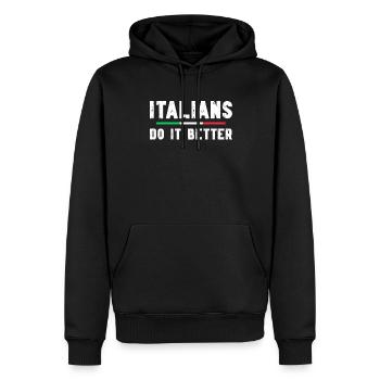 Italien Italien Italien Drôle de dicton - Sweat à capuche Premium bio Homme - noir - Devant - Nico (187cm)