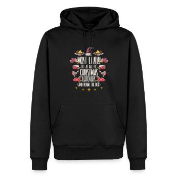 Weihnachten Lustiger Spruch Xmas Essen - Männer Premium Bio Hoodie - Schwarz - Vorne - Nico (187cm)