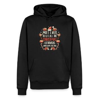 Weihnachten Lustiger Spruch Xmas Essen Humor - Männer Premium Bio Hoodie - Schwarz - Vorne - Nico (187cm)