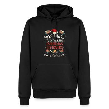 Weihnachten Lustiger Spruch Xmas Essen Humor - Männer Premium Bio Hoodie - Schwarz - Vorne - Nico (187cm)