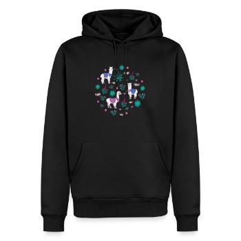 Llama et ses amis - Sweat à capuche Premium bio Homme - noir - Devant - Nico (187cm)