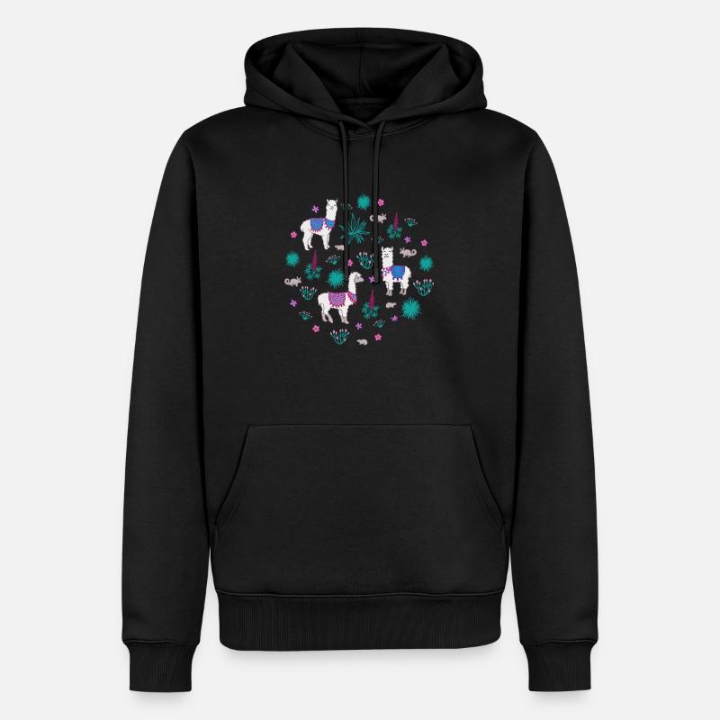 Llama et ses amis - Sweat à capuche Premium bio Homme - noir