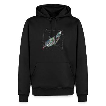 Feder bunt - Männer Premium Bio Hoodie - Schwarz - Vorne - Nico (187cm)