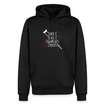 Liberté égalité ligaments croisés - Sweat à capuche Premium bio Homme - noir - Devant - Nico (187cm)