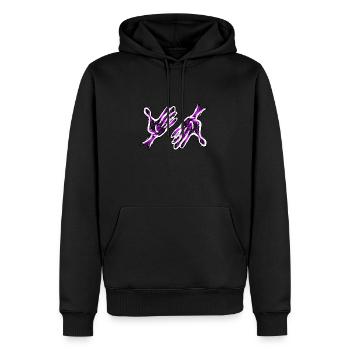 lila Hand Hände - Männer Premium Bio Hoodie - Schwarz - Vorne - Nico (187cm)
