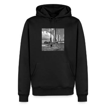 Rotterdam - Sweat à capuche Premium bio Homme - noir - Devant - Nico (187cm)