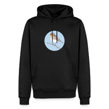 Rotkehlchen - Männer Premium Bio Hoodie - Schwarz - Vorne - Nico (187cm)