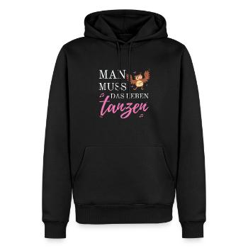 Man Muss Das Leben Tanzen Eule Uhu Tier Note Feier - Männer Premium Bio Hoodie - Schwarz - Vorne - Nico (187cm)