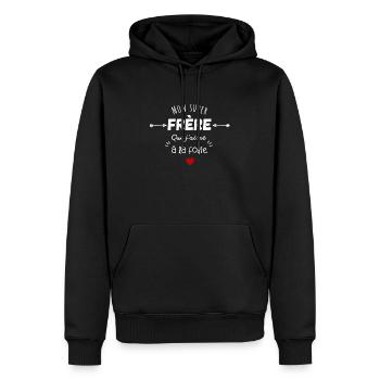 Mon super frère que j'aime - Sweat à capuche Premium bio Homme - noir - Devant - Nico (187cm)