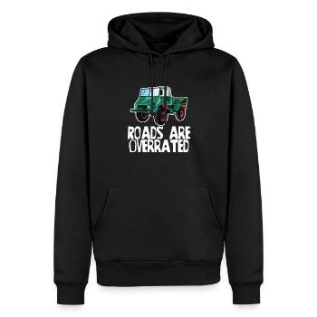Les routes sont surestimées - Unimog - Offroad - Oldtimer - Sweat à capuche Premium bio Homme - noir - Devant - Nico (187cm)