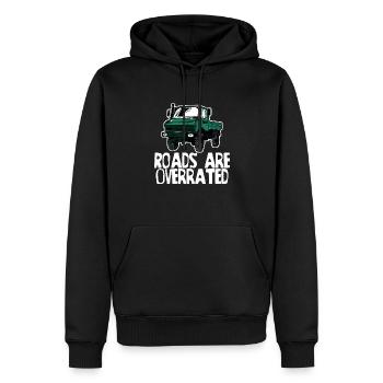 Les routes sont surestimées - Unimog - Offroad - Oldtimer - Sweat à capuche Premium bio Homme - noir - Devant - Nico (187cm)