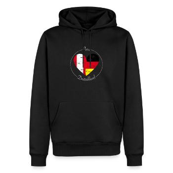 Drapeau Cœur Pérou Allemagne Drapeau - Sweat à capuche Premium bio Homme - noir - Devant - Nico (187cm)