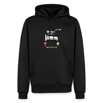Mon lit appelle Bed Sleeping Dire Drôle Fatigué - Sweat à capuche Premium bio Homme - noir - Devant - Nico (187cm)