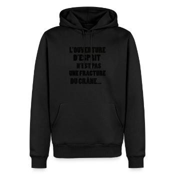 Humour noir - Sweat à capuche Premium bio Homme - noir - Devant - Nico (187cm)