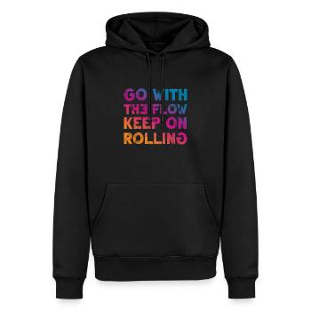 Go with the Flow keep on Rolling Cooler Spruch - Männer Premium Bio Hoodie - Schwarz - Vorne - Nico (187cm)