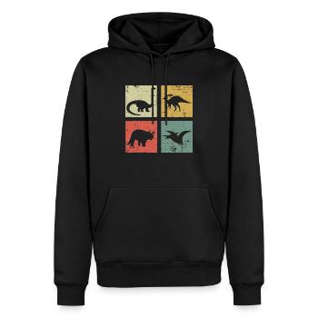 quattro dinosauri - Felpa con cappuccio ecologica premium da uomo - nero - Fronte - Nico (187cm)