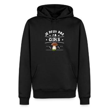 Je peux pas j'ai cèpes humour champignons cèpes - Sweat à capuche Premium bio Homme - noir - Devant - Nico (187cm)