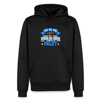 les meilleurs sont joueurs de palet - Sweat à capuche Premium bio Homme - noir - Devant - Nico (187cm)