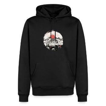 Camping - Unimog - Adventure - Oldtimer - Men’s Premium Organic Hoodie - black - Front - Nico (187cm)