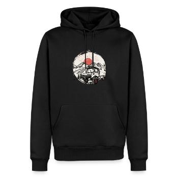 Camping - Unimog - Adventure - Oldtimer - Men’s Premium Organic Hoodie - black - Front - Nico (187cm)