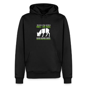 Chèvres Je Ne Suis Pas Accro Humour Chèvre - Sweat à capuche Premium bio Homme - noir - Devant - Nico (187cm)