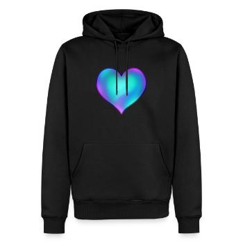 Blaues Herz - Männer Premium Bio Hoodie - Schwarz - Vorne - Nico (187cm)