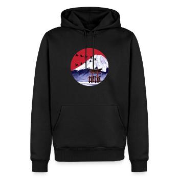 Japan japanische Kunst Fuji Streetwear - Männer Premium Bio Hoodie - Schwarz - Vorne - Nico (187cm)