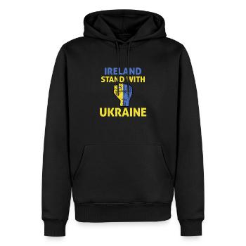 L’Irlande se tient avec l’Ukraine Je me tiens avec l’Ukraine - Sweat à capuche Premium bio Homme - noir - Devant - Nico (187cm)