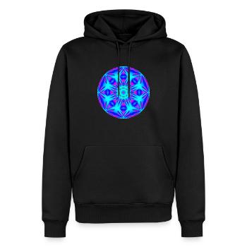 Mandala-Quantum 11 - Männer Premium Bio Hoodie - Schwarz - Vorne - Nico (187cm)