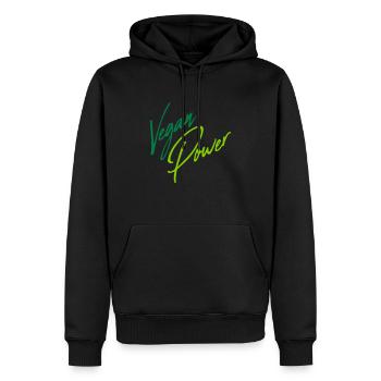 Écriture vegan Power - Sweat à capuche Premium bio Homme - noir - Devant - Nico (187cm)