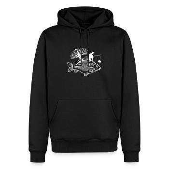 Pêche Poisson Carpe Pêcheur Cadeau Vintage T-Shirt - Sweat à capuche Premium bio Homme - noir - Devant - Nico (187cm)