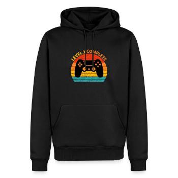 2er anniversaire de mariage - Niveau 2 complète - Sweat à capuche Premium bio Homme - noir - Devant - Nico (187cm)