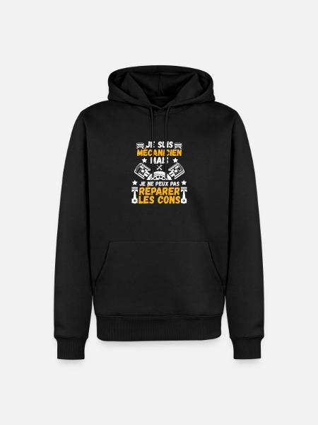 Je Suis Mécanicien Mais Mécano Garage - Sweat à capuche Premium bio Homme - noir