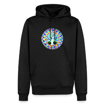 graphic tree pattern - Men’s Premium Organic Hoodie - black - Front - Nico (187cm)